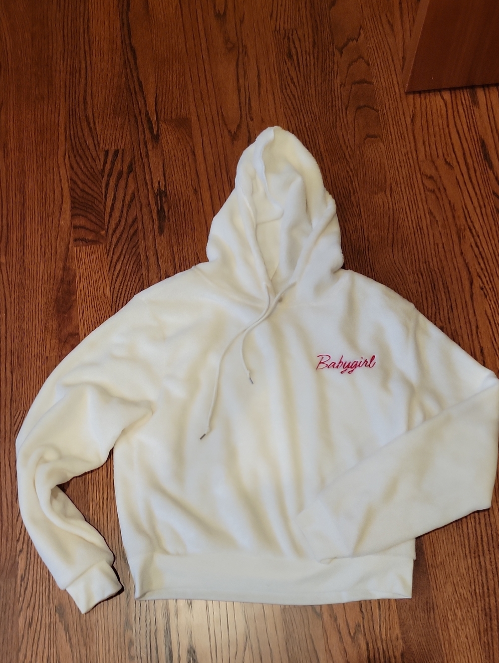 White 'Babygirl' Embroidered Hoodie Sweater